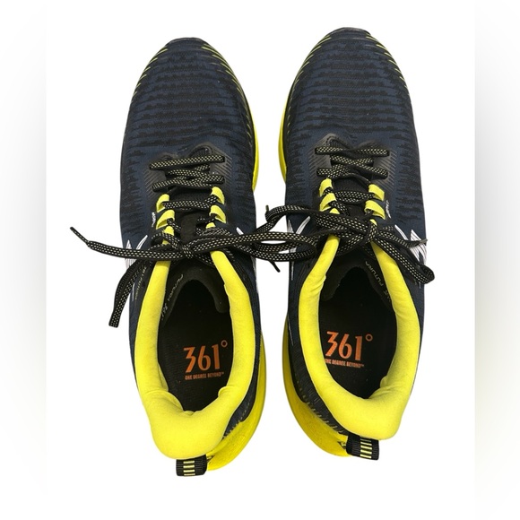 361 Degrees Engage Trail Running Shoes Vibram Sole Black Yellow Men’s 13
